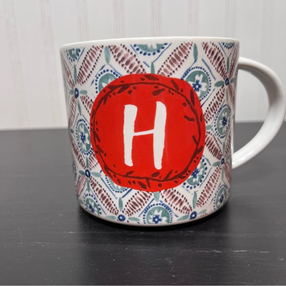 Anthropologie Monogram H Mug Oscar Wilde Quote Quill & Quaver Pattern Initial”H” - Picture 12 of 12